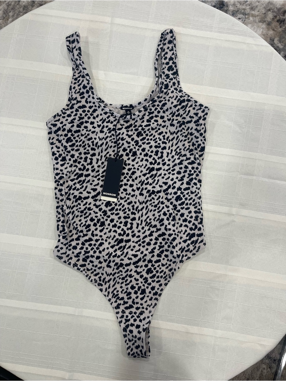 Monrow Leopard-Print bodysuit Beige and Black